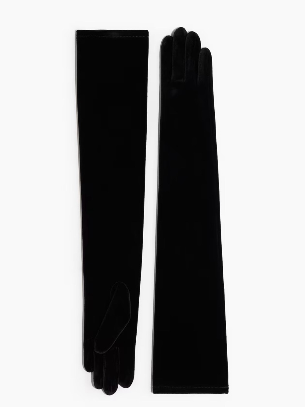 Long Black Velour Opera Gloves - Women Accessories